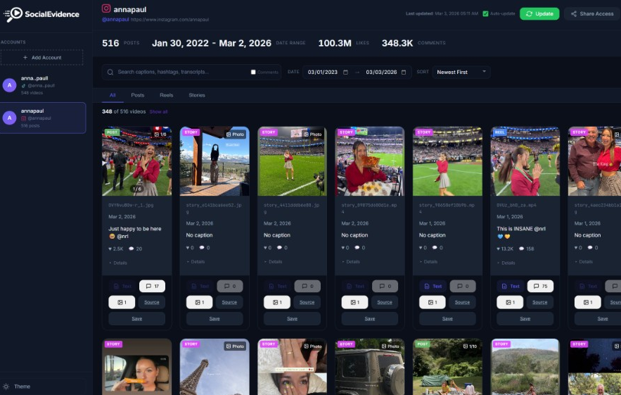 Social Evidence Dashboard